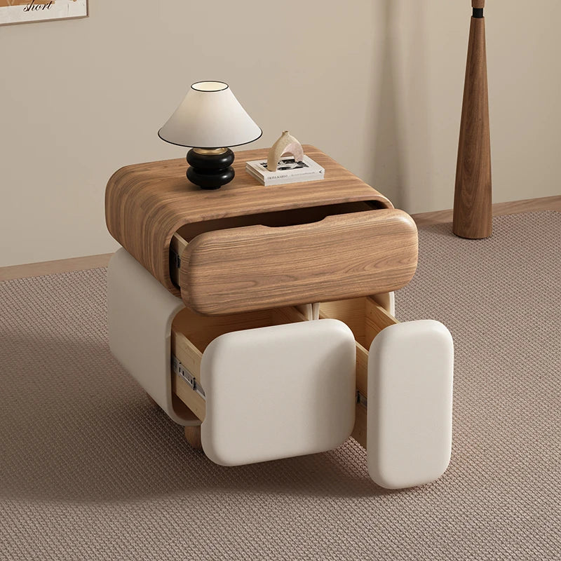 Storage Drawers Nightstands Cute Cream Style Luxury Aesthetic Bedside Table Simple Design Mesa De Noche Bedroom Furniture
