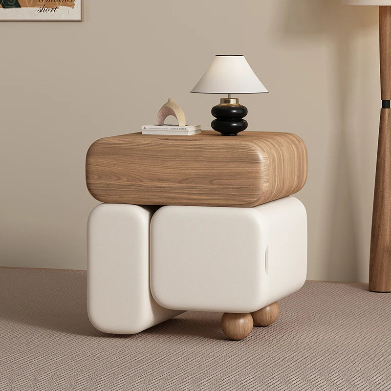 Storage Drawers Nightstands Cute Cream Style Luxury Aesthetic Bedside Table Simple Design Mesa De Noche Bedroom Furniture