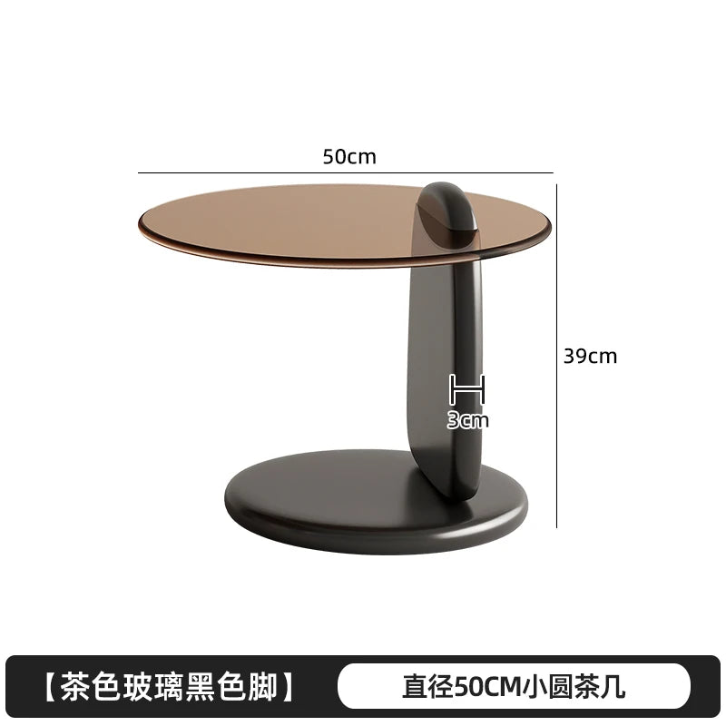 Retro Glass Top Coffee Table Vintage Style Irregular Wood Base Coffee Tables Minimalist Living Room Center Table