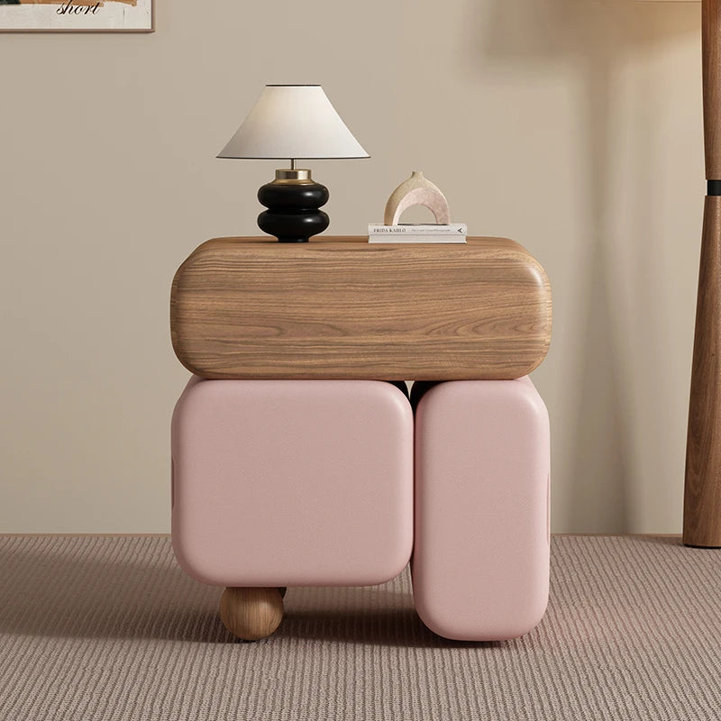 Storage Drawers Nightstands Cute Cream Style Luxury Aesthetic Bedside Table Simple Design Mesa De Noche Bedroom Furniture