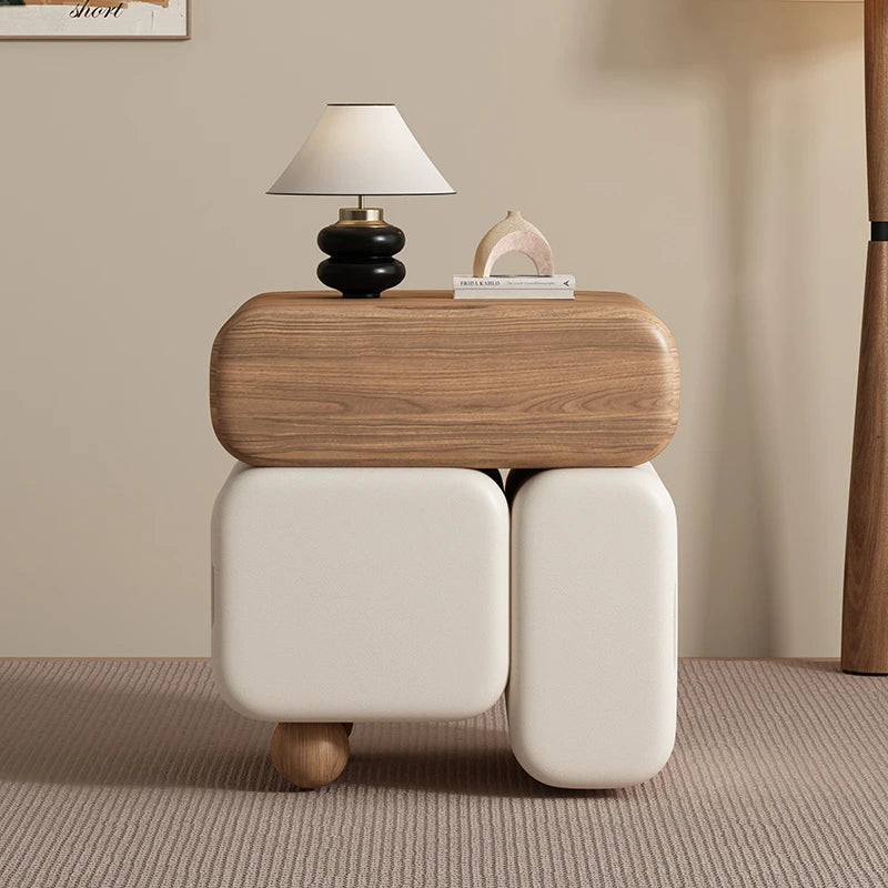 Storage Drawers Nightstands Cute Cream Style Luxury Aesthetic Bedside Table Simple Design Mesa De Noche Bedroom Furniture