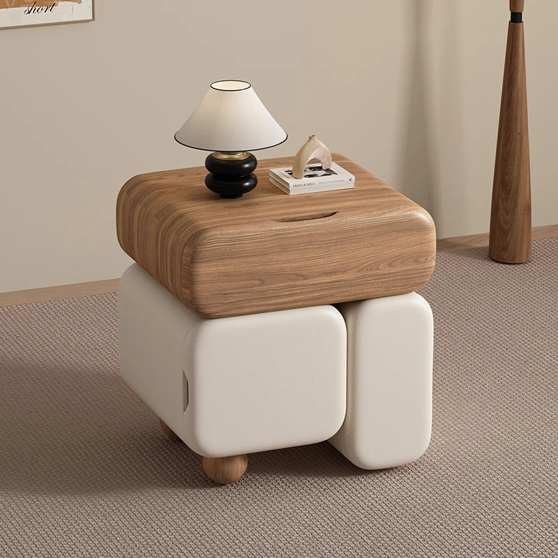 Storage Drawers Nightstands Cute Cream Style Luxury Aesthetic Bedside Table Simple Design Mesa De Noche Bedroom Furniture