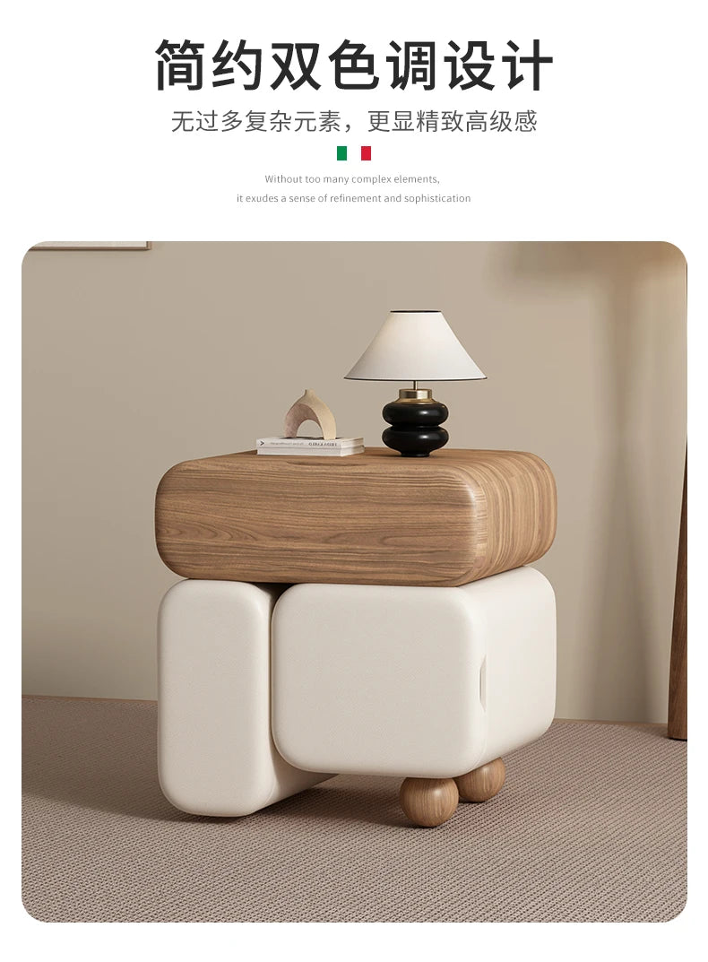 Storage Drawers Nightstands Cute Cream Style Luxury Aesthetic Bedside Table Simple Design Mesa De Noche Bedroom Furniture