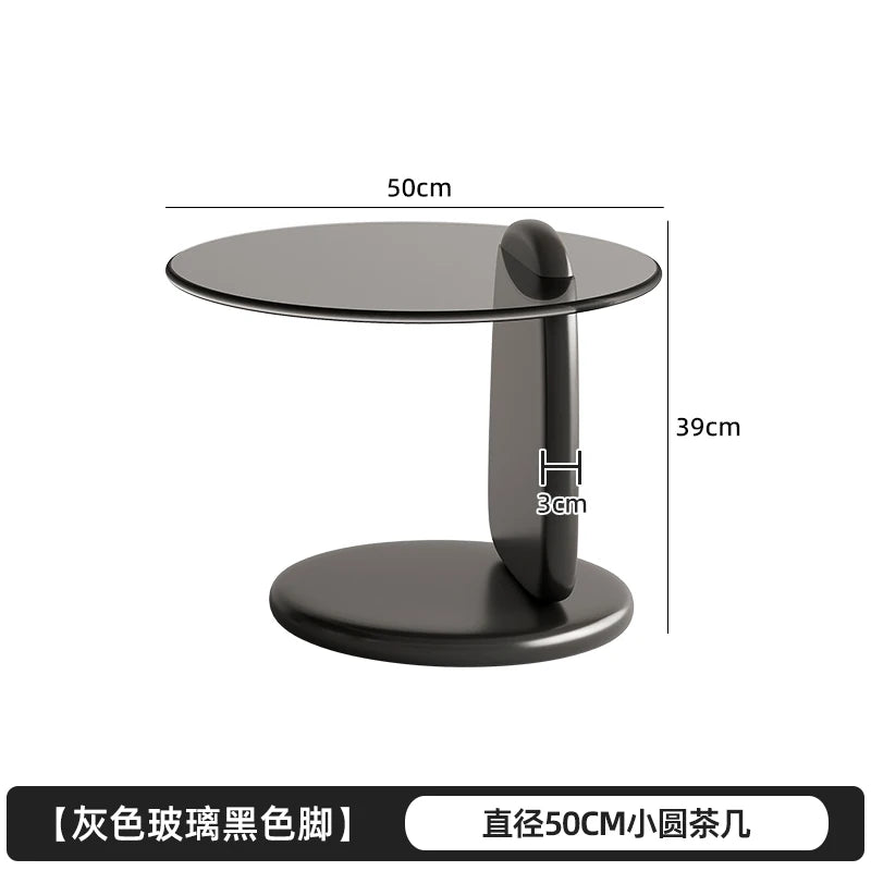 Retro Glass Top Coffee Table Vintage Style Irregular Wood Base Coffee Tables Minimalist Living Room Center Table
