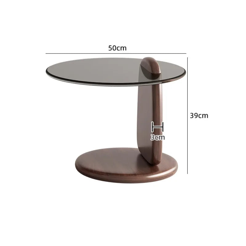 Retro Glass Top Coffee Table Vintage Style Irregular Wood Base Coffee Tables Minimalist Living Room Center Table